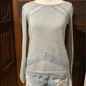 Gray long sleeve shirt with lace/sheer grey lace